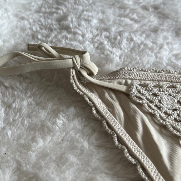 NWT Aerie | Tan Crochet Tie Side Bikini Bottom | Size S | Boho Cheeky Cut - Picture 5 of 10